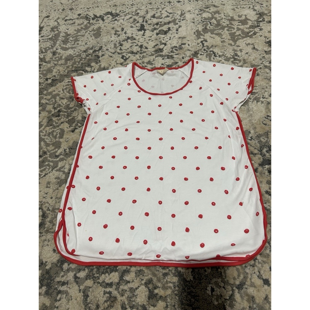 Lake Women's Red Piping Pajama Top Size Small 100% Pima Cotton